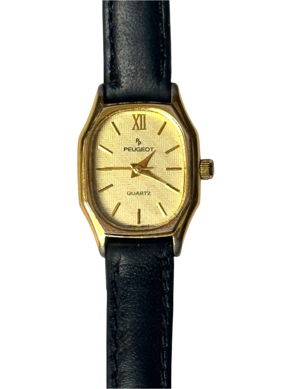 Peugeot 80’s Vintage Quartz Japan Movement Champagne Face/Dial w/Leather Strap
